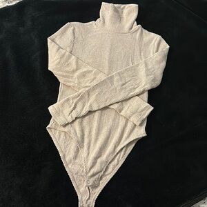 Forever 21 Thick Tan Body Suit with Long Sleeves and Turtleneck
